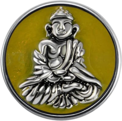 Quiges - Dames Click Button Drukknoop 18mm Boeddha Lotus Houding Geel - EBCM110