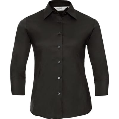 Russell Collection Dames/Dames Easy-Care 3/4 mouw shirt (Zwart)