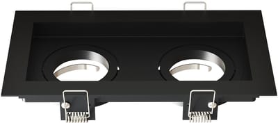 Ledvion – LED Inbouwspot Dubbel Rechthoek 185x100mm – Zwart – Dimbaar – Kantelbaar – GU10 – IP20