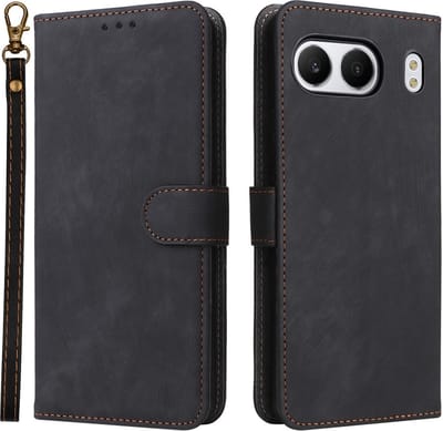 Coverup Hoesje - Geschikt voor OnePlus Nord 4 Hoesje - Coverup Book Case met Koord - Zwart