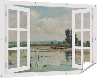 Gards Tuinposter Doorkijk Plas bij Loosdrecht - Willem Roelofs - 150x100 cm - Tuindoek - Tuindecoratie - Wanddecoratie buiten - Tuinschilderij