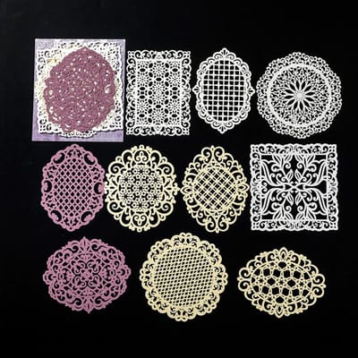 10 stuks Uitgehold Hand kant kant papier Planner Literatuur Kunst Scrapbooking materiaal papier handgemaakt DIYjunk journal benodigdheden gray