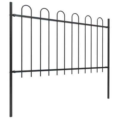 vidaXL - Tuinhek - met - ringtop - staal - 337x100 - cm - zwart