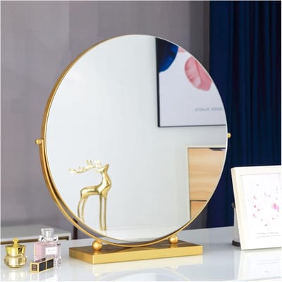 Kapspiegel Rond - Make-up Spiegel - Dagelijkse Verzorging - 360 Graden Draaibaar - 30-50 cm Diameter - Goud