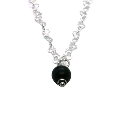 Heaven Eleven - Dames - ketting - 925 - zilver - hartjes matte onyx - 40cm