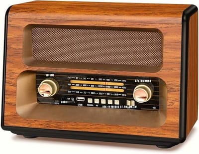 Thuys – Transistor Radio Op Batterijen – Met Netvoeding – 35cm x 20cm x 28cm – Walnotenhout