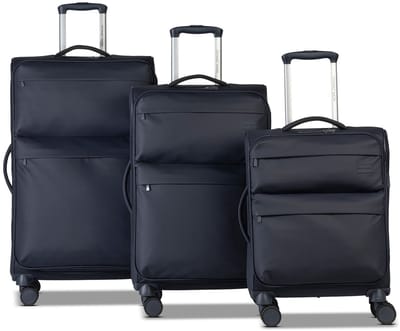 Worldpack Kyoto 4 wielen Kofferset 3-delig met uitbreidingsplooi - Zachte bagage - TSA slot - dunkelblau