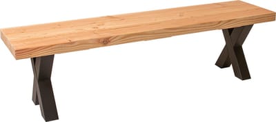 Tuinbank Douglas Bankje Eettafel Hout 160x45 – Stalen X Bankpoten - Houten Bank