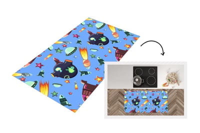 Keukenloper - Loper keuken - Ruimte - Regenboog - Ufo - Raket - Design - 120x60 cm - Keukenloper vinyl