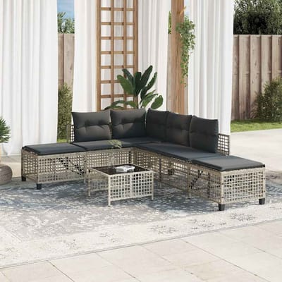 vidaXL - 3-delige - Loungeset - met - kussens - poly - rattan - lichtgrijs