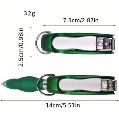 2-in-1 Multifunctionele Sleutelhanger met Nagelknipper & Opvouwbare Balpen - Perfect voor Buitenreizen, Doe-het-zelfgereedschap groen