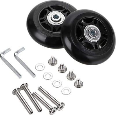 2 Stuks - Vervangende wielen voor bagage - universele rubberen wielen - Universeel - Zwenkwielen - 80mm*24mm - zwart - rubber