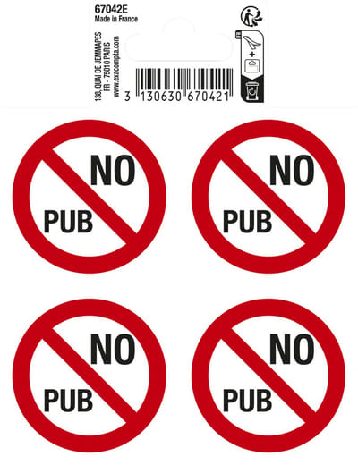 Exacompta 67042E Picto adhésif No pub (x4)