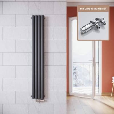 Verticale Dubbellaagse Design Radiator Antraciet Middenaansluiting