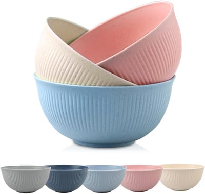 JGS Premium - Plastic kommen set van 10 - lichtgewicht en onbreekbare ontbijtgranen kommen - herbruikbaar - voor rijst, noedels, soep en pasta - in 5 kleuren