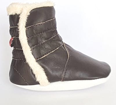 Aapie leren babyslofjes Winterboot Cowboy - laarsjes - gevoerd - antislip - bruin - maat S