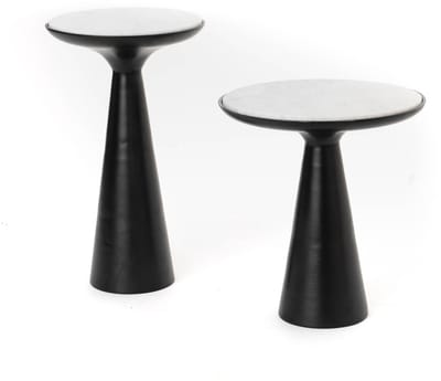 StarFurn Bijzettafel Essy - Rond Zwart Marmer - 38x38x60cm