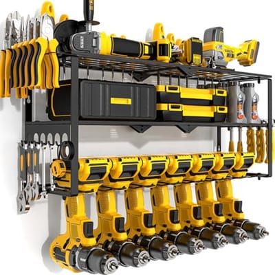 Muurbeugel voor elektrische gereedschappen - 15 minuten installatie - Heavy Duty 3-lagen opslag voor boormachines en gereedschap