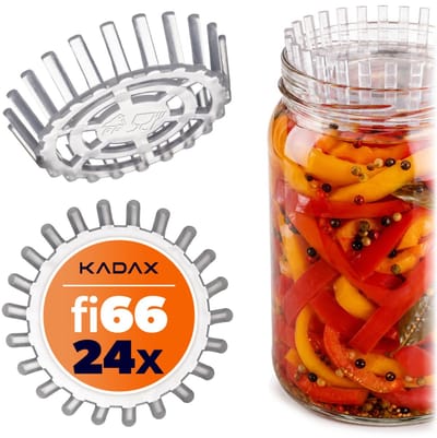 KADAX-fermentatiegewichten – set van 24 | Fermentatiehulpstuk van 66 mm met netje voor TO66-inmaakpotten | Kunststof fermentatie-inzetstuk voor zuurkool, kimchi en augurken | geschikt voor levensmiddelen