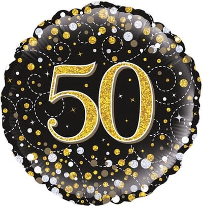 Folie ballon Sparkling 50 Holograpic leeg geleverd.