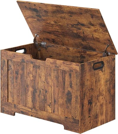 Opbergbank - Zitkist - Hal Organisatie - Veiligheidsscharnieren - 76 x 48 cm - Vintage bruin