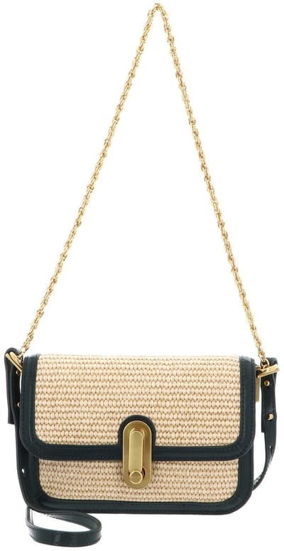 Ted Baker Schoudertas Twist Lock Detail Raffia Crossbody Bag Mid Green Beige