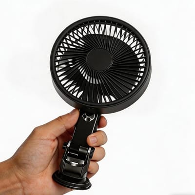 Auto Ventilator - Draagbare Koeler - Reizen Zomer - Zuigfunctie Stabiliteit - 13.6 cm Diameter - Zwart