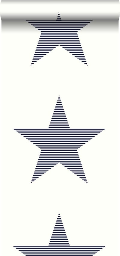 Walls4You behang grote ster donkerblauw - 935287 - 53 cm x 10,05 m