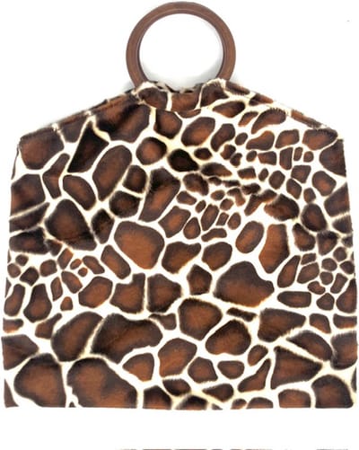 Luna-Leena duurzame tas met luipaard print - bruin - nep bont - handgemaakt in Nepal - handbag leopard - faux fur - trendy bag - animal bag