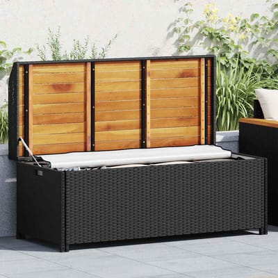 vidaXL - Tuinopbergbank - 120 - cm - poly - rattan - zwart