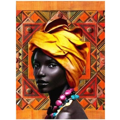 Kits de peinture de diamant à faire soi-même, point de croix, broderie de diamant rond africain 20X30CM black