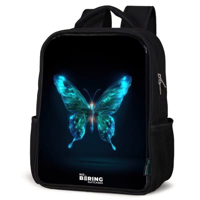 NoBoringSuitcases.com® - Rugzak zwart - Schooltas jongen & meisje - Magische digitale vlinder - Rugtas voor school - Boekentas kind - Schoolrugzak - Kinderrugzak