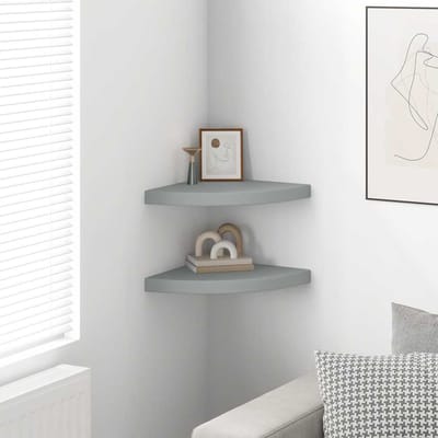 vidaXL - Hoekschappen - zwevend - 2 - st - 35x35x3,8 - cm - MDF - grijs