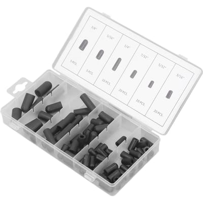 Kit d'assortiment de 80 bouchons de vide Caoutchouc Résistant aux hautes températures Étanche Bouchon de vide 5/32 po à 3/8 po Noir