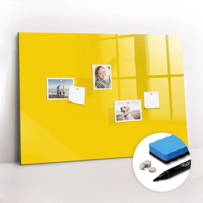 Tulup Whitebord - Kleur Lichtgeel Magneetbord - 100 cm x 70 cm - Magnet Board - Decoratief Magnetisch Bord - Magnetisch Bord - Productiviteit Tools - Inclusief Gratis Magneten & Marker & Spons - Memobord Keuken - Magneetbord Rechthoekig