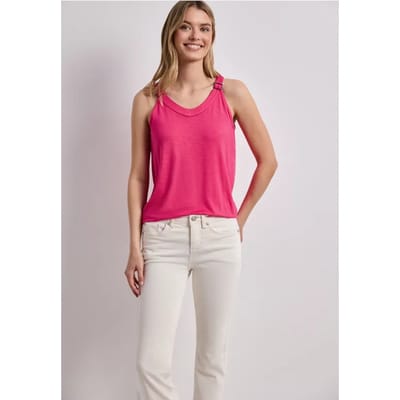 Top met V-hals en decoratief detail
