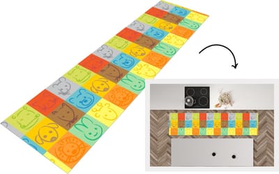 Keukenloper - Loper keuken - Dieren - Patronen - Kinderen - Regenboog - 200x50 cm - Keukenloper vinyl