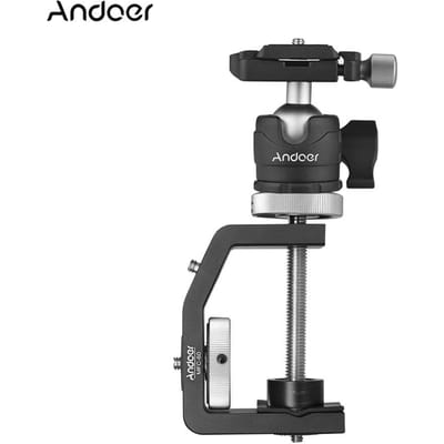 Pince d'arbre de bureau de photographie robuste, pince multifonctionnelle en forme de C pour fenêtre et verre, MFC-60 Clamp with Ball Head