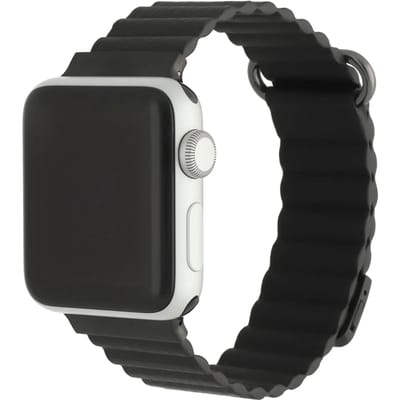 123watches bandje Magna - Leer - zwart - 44 · 45 · 46 & 49 mm - Geschikt voor Apple Watch series 1/2/3/4/5/6/7/8/9/10/11/12/SE/SE2/SE3/Ultra/Ultra 2/Ultra 3/Ultra 4