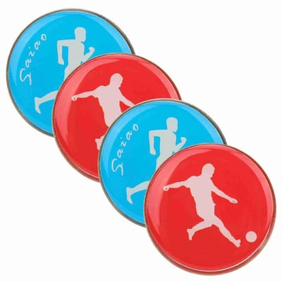Allecto - Set van 4 Toss Munten voor Scheidsrechters - Voetbal, Volleybal, Tafeltennis - Metaal Blauw Rood 35x2mm