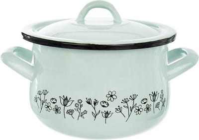 Kookpan Geëmailleerde met Deksel Blauw LOUKA 16 cm, 2,3 l - Kookpot - Soeppan