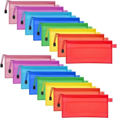 16 Stuks Waterdichte Pennen- en Cosmetica Etuis, A6 Formaat, Dubbel Laags voor Reisaccessoires en Opberging