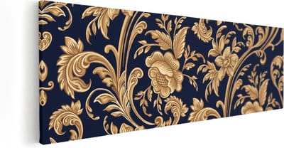 Artaza Canvas Schilderij Botanisch Patroon - 60x20 cm - Wanddecoratie Woonkamer - Muurdecoratie Bloemen - Schilderijen Op Canvas