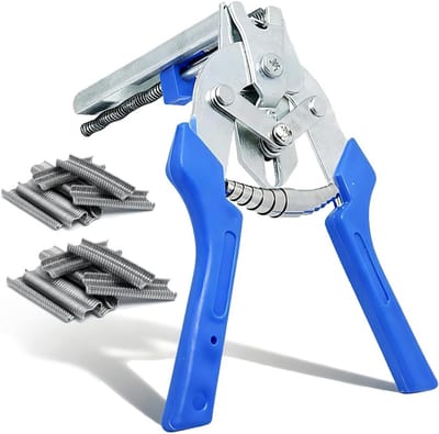 Hog Ring Pliers met 1200 Gegalvaniseerde Clips, Sterke Bevestigingstool voor Metaalgaas, Hekken en Dierkooien, Duurzaam en Gebruiksvriendelijk voor Meubelbekleding