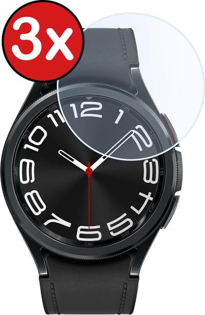 Screenprotector - 3 Stuks - Geschikt voor Samsung Watch 6 Classic 43 mm - Sterk & Shockproof - Tempered Glass - Gehard Glas - Beschermglas Screen Cover - Bescherm Protector voor Smartwatch