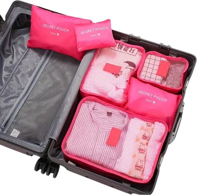 Livano Koffer Organizer Set - Packing Cubes - Compressie - Travel - Compression - Set - Roze Roze