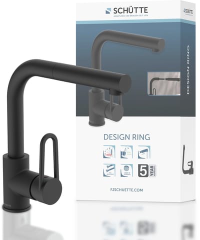 SCHÜTTE DESIGN RING Keukenkraan Mengkraan - Met Uittrekbare Vaatdouche - Mat Zwart