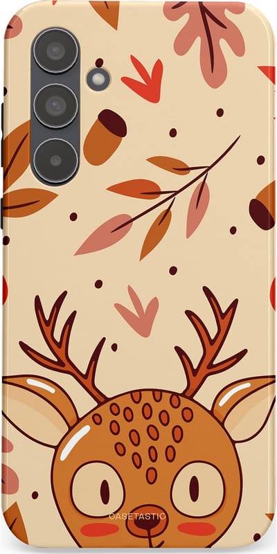 Casetastic hoesje geschikt voor Samsung Galaxy A55 - Dubbellaagse bescherming - Hert in de herfst - Fashion Case - Zand Terracotta Rood