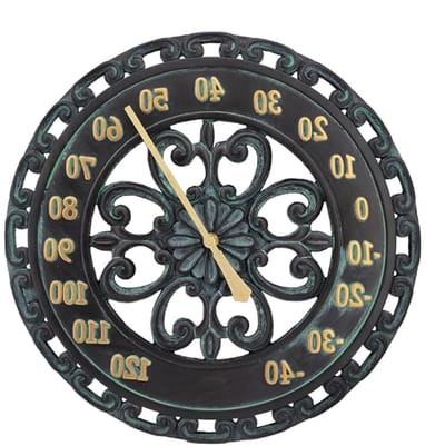 Tuinthermometer Wanddecoratie - Decoratieve Hanger - Temperatuur Meten - Weerbestendig Hars - 345 cm - Brons