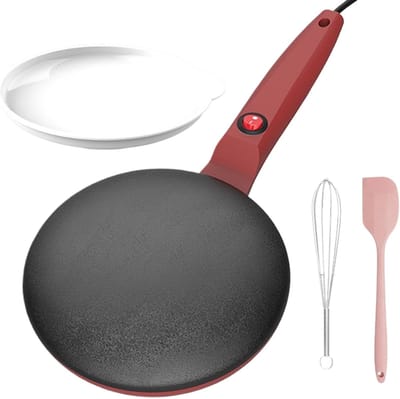 Elektrische Pannenkoekenmaker - Crêpe Apparaat - Snelle Ontbijtjes - Automatische Temperatuurregeling - 78 Inch - Rood